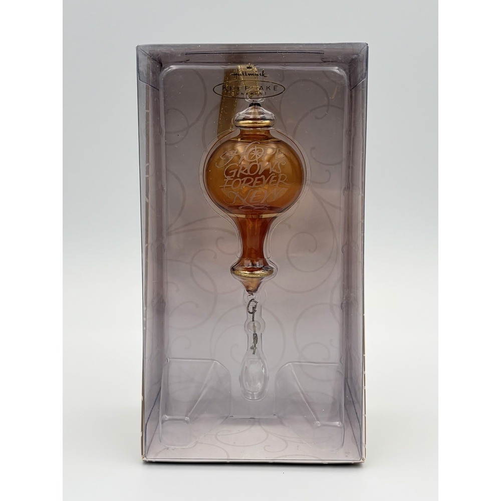 Hallmark Keepsake Ornament Perfect Harmony Etched Glass Amber Gold 2002 Vintage